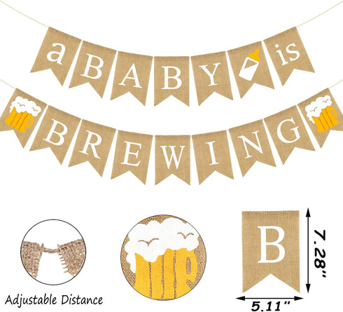 Doumeny Jute Burlap A Baby is Brewing Banner Baby Shower Decorations Banner Gender Reveal Bunting Garland Baby Bottle