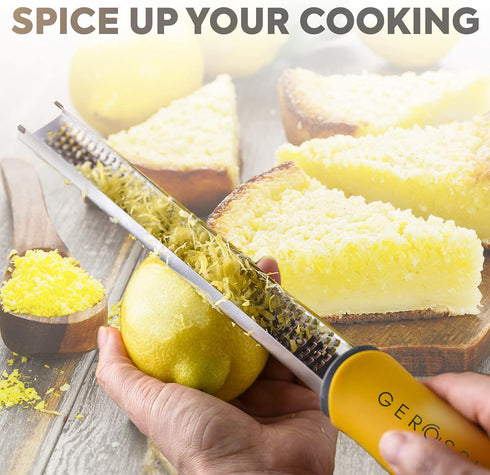 Stainless Steel Cheese and Citrus Zester Grater - Extra Sharp Blade for Lemons, Parmesan, Garlic, Chocolate