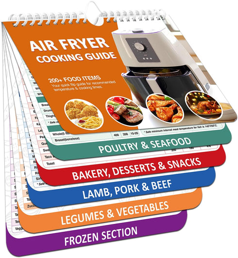 Over 200 Foods Air Fryer Cheat Sheet Magnets, Cooking Guide Booklet, Air Fryer Accessories for Frying and Cooking