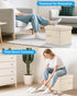 17 Inches Ottoman with Storage Foot Stool, Folding Storage Ottoman, Leather Upholstered Ottomans Foot Rest with Side