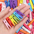 KIMOBER 100PCS Wooden Clothespins, Mixed Colored Craft Peg Pins Clips for Photos and Paper Crafts, 1.37 Inch