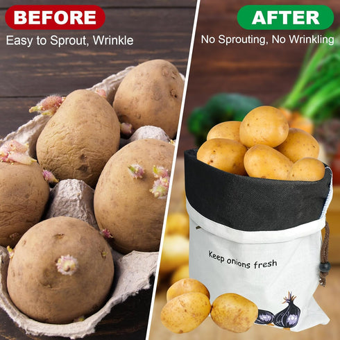 Potato & Onion Sprout-Free Vegetable Storage Bags - White
