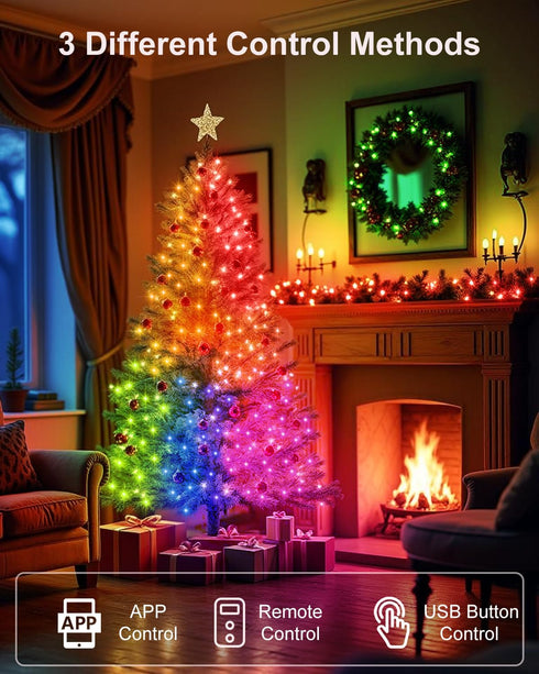 33Ft 100 Smart Fairy Lights LED Twinkle String Lights with Remote & APP Control, Color Changing USB Fairy Lights Music