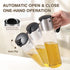 Vucchini Large Olive Oil Dispenser Bottle - 17 oz Auto Flip Condiment Container, Leakproof Glass Cruet with Stainless