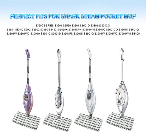 Steam Mop Replacement Pads for Shark Steam Mops, Microfiber Reusable Steam and Scrub Pads for Floor Cleaning