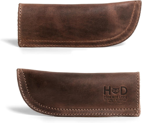 Hide & Drink Full Grain Leather Hot Handle Protector, Double Layered, Bourbon Brown