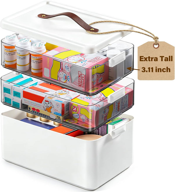 Homaigie Extra Tall 3-Tier Medicine Cabinet Organizer for Upright Medicine Bottles Organizer, Portable