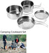 Portable Cookware Set, 4 Pcs Stainless Steel Camping Kitchenware Pan Pot Plate Tableware for Outdoor Cooking