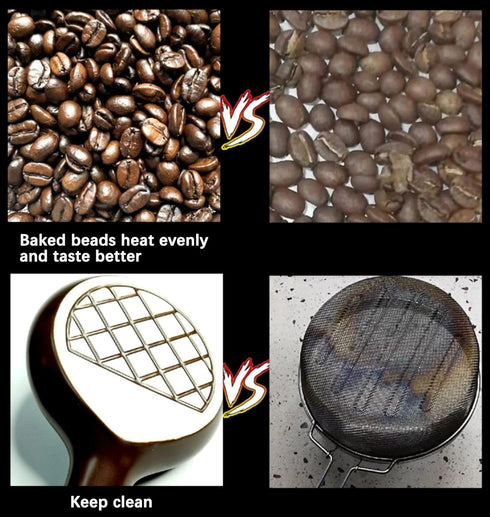 Ceramic Coffee Roaster Machine for Home Use, Handy Stovetop Coffee Bean Roaster with Extended Handle