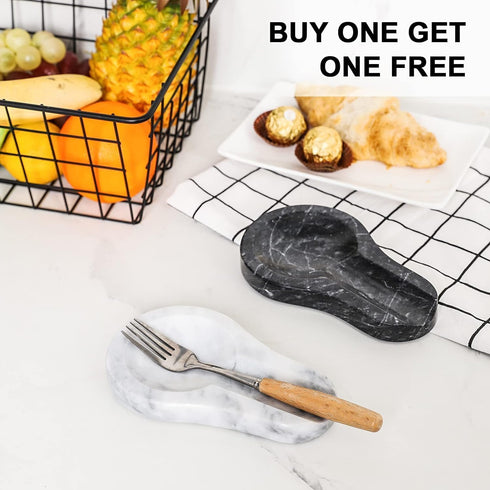 HESHIBI Marble Spoon Rest for Kitchen Countertop, Perfect for Spatula, Ladle, Fork (1, Light Grey)