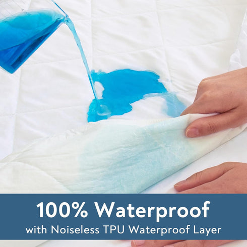 Queen Mattress Pad, Quilted Waterproof Mattress Protector, Fitted Queen Size Cover, Up to 20 Inch, White
