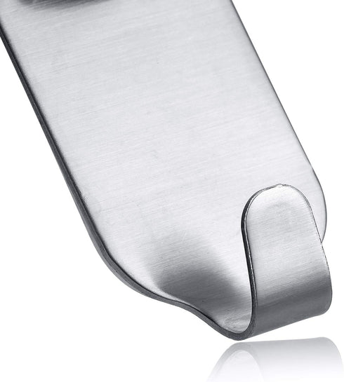 Self Adhesive Hook, 304 Stainless Steel Polished Wall Hooks for Clothes & Coat Storage Organizer (10 Pack)