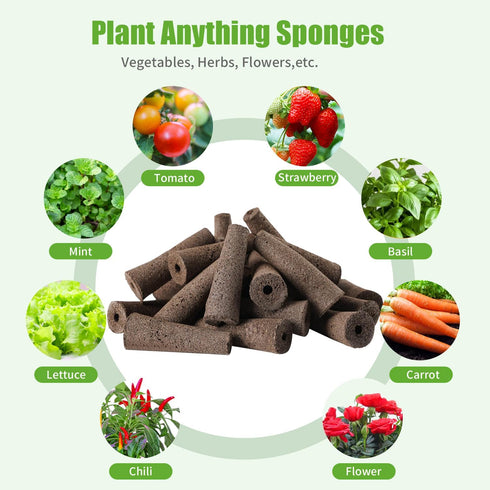 50 Pack, Grow Sponges Hydroponics Replacement Root Growth Sponges Compatible with Aero Garden iDOO and Most Other