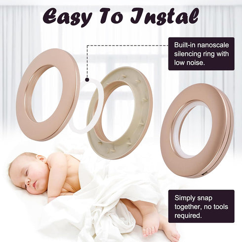 16PCS Dark Bronze Plastic Grommets 40mm (1-9/16") Espresso Roman Shade Rings, Warm-Tone Low Noise Glide, Reinforced Rim
