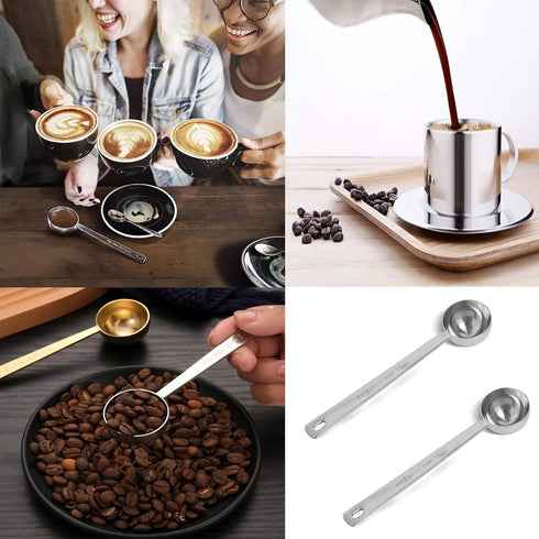 2-Piece Stainless Steel Tablespoon Measure Spoon, Long Handle Coffee Scoop (Silver, 15ml)
