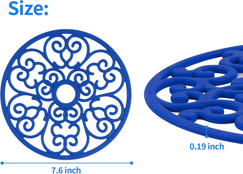 CHEFBEE 3PCS Trivets for Hot Dishes, Trivet Hot Plate Holder for Pots and Pans, Countertop, Silicone Trivet Mat Non-Slip Heat Resistant Kitchen Teapot Trivets, Flexible Blue Trivet Set by CHEFBEE