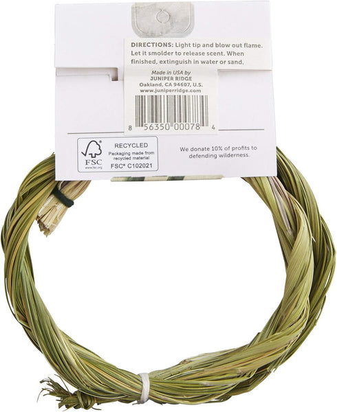 Juniper Ridge Sweetgrass Braid, Natural Incense, 6 Inch Braid, Aromatherapy, No Synthetic Fragrance