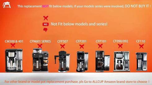 12 CUP Replacement Glass Carafe Pot ONLY for Ninja Coffee Maker CE251 CE250 CE200 CE200C CE201 CE201C series, Ninja