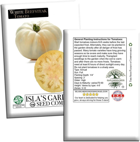 50+ 8090 White Beefsteak Tomato Seeds (Solanum lycopersicum) Heirloom Non-GMO Seeds by Islas Garden Seeds, Large Pale