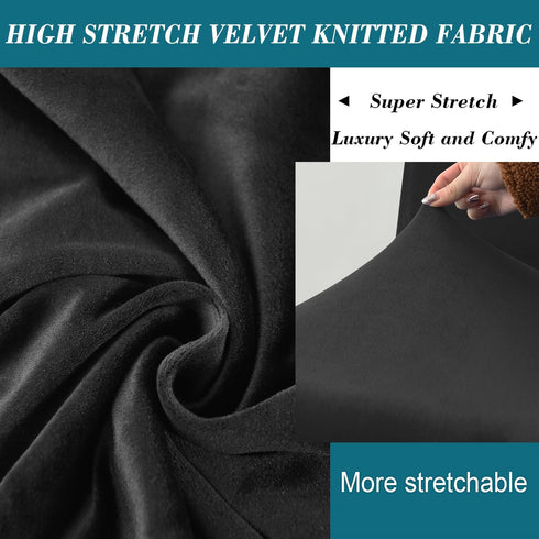 HFCNMY Elegant Black Stretch Velvet Dining Bench Slipcover - Washable & Soft