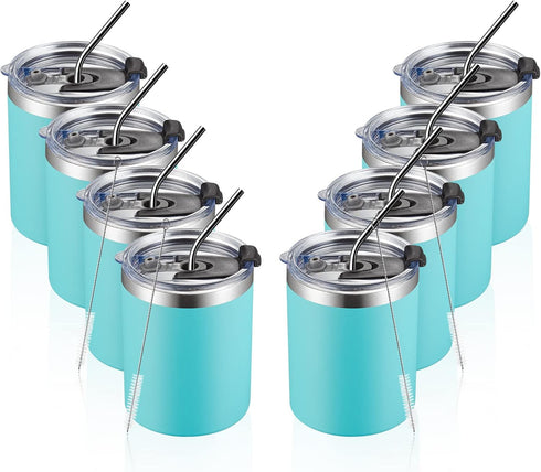 12oz/8Pack 8 Pack) MEWAY Insulated Stainless Steel Reusable Mug, Double Wall Durable Coffee Cup, Powder Coat