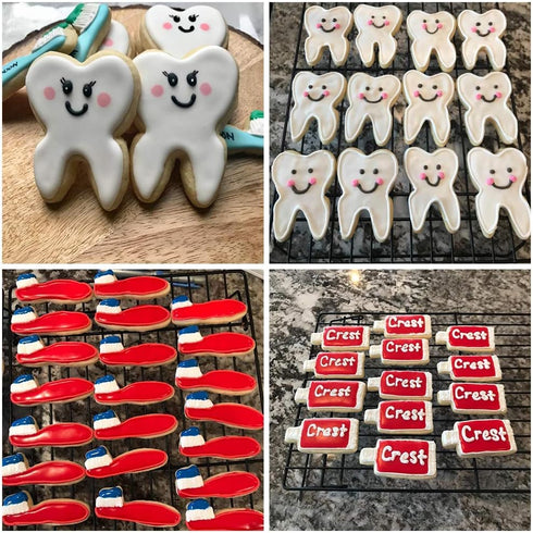 6Pcs Cute Stainless Steel Tooth Brush/Toothpaste Cookie Cutter, Baby Kids First Tooth Party Decorations