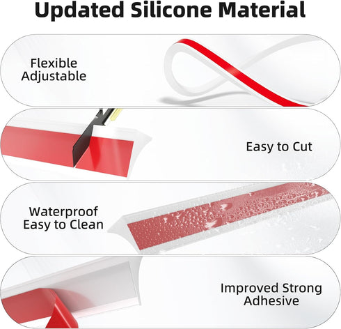 39 inch Water Barrier for Sink, Silicone Rubber Kitchen Splash Guard, Bendable Corner Dam for Countertop