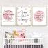 PUYIQARE (16x24inchx3 I Love You To The Moon And Back Wall Art prints Pictures Pink Moon Posters Canvas Painting