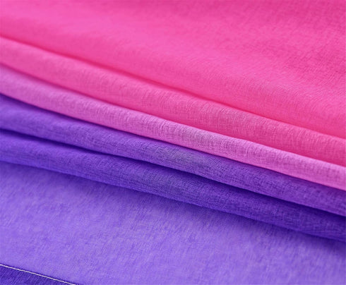 Yancorp Sheer Bedroom Curtains 84 inch Length - Pink Purple Ombre Rod Pocket Drapes for Girls Living Room, 1 Panel