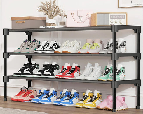 3 Closet SAN HE Long Shoe Rack-Shoe Organizer Tier Shoe Rack for Front Door Entryway Garage, Stackable Free Standing