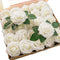 Floroom 25pcs Real Looking Ivory Foam Fake Roses with Stems for DIY Wedding Bouquets, Party Decorations