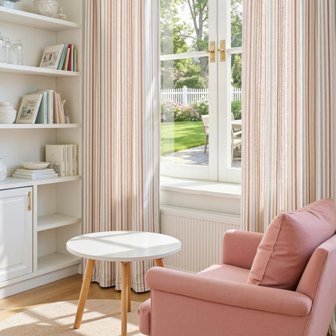 jinchan Grommet 2 63 inch Colorful Linen Curtains for Nursery Living Room Multi Red on Beige Striped Curtains