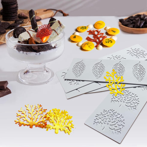 5PCS Leaf Molds Silicone Baking Molds Fondant Molds, Hollow 3D Coral Branch Leaf Tuile Lace Silicone Cake Molds, Polymer Clay Molds for Baking, Resin, Clay, Sugar Craft, Dessert Cake Decoration