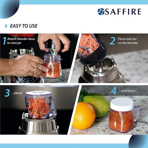 Saffire Replacement Mini 1-Cup Plastic Jar, Fits Most Oster Blenders (2 Pieces)