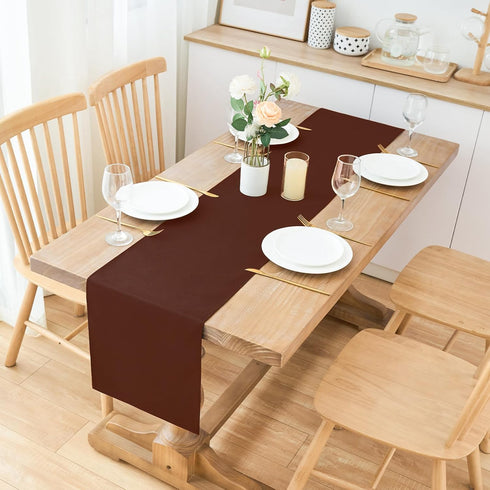2 Pack 12 60 Inch Chocolate Table Runner x Solid Color Farmhouse Runners Coffee Table Dresser for Daily Party Home
