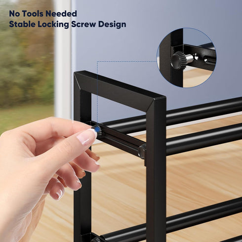 3-Tier Rack,17"-33" Closet,Metal Abiglifty Expandable Shoe Adjustable Shoe Rack for Shoes Shelves for Front Door