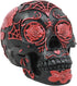Ebros Day of The Dead Spider Web Floral Red Rose Skull Figurine - DOD Floral Black Sugar Skull Statue 5" L