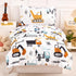 PERFEMET 4 Piece Boys Twin Bedding Sets Car Printed on White Kids