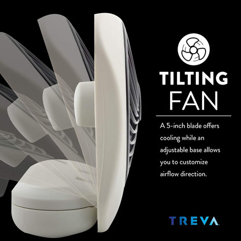 O2COOL Treva 5 Inch Battery Powered Desk Fan, Portable with Compact Folding & Tilt Design, Grey