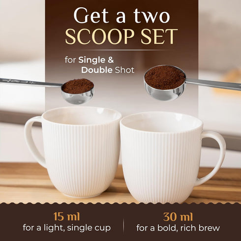 Orblue Premium Coffee Scoop Set - 1 Tbsp (15ml) & 2 Tbsp (30ml) Measuring Tablespoon, Pack of 2