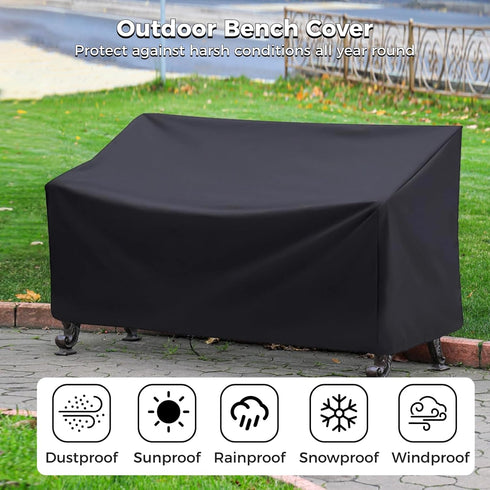 NIMBLOOM 2 53 26 35 Outdoor Bench Cover, Seater Patio Bench Cover, Waterproof Heavy Duty Furniture Cover with Air