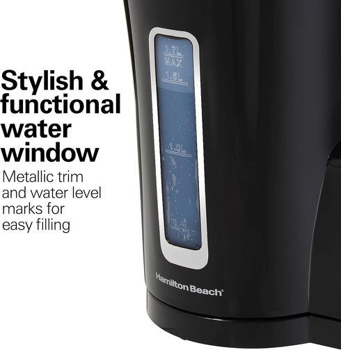 Hamilton Beach 41038 Electric Tea Kettle, Water Boiler & Heater, Cordless Serving, Auto-Shutoff Dry Protection, 1500