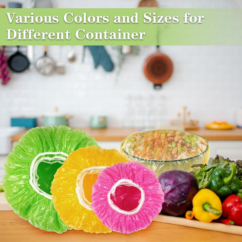 Plastic Bowl Covers, 60 PCS Elastic Reusable Fresh Keeping Bags, 3 Size Food Covers