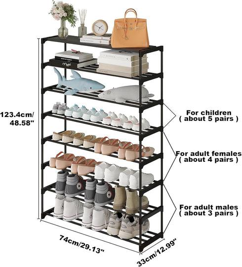 8-Tier 40 Calmootey Shoe Rack, Tall Large Capacity Pairs Shoes Storage Organizer, Stackable Wide Shoe Shelf