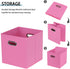 Fabric Storage Bins Cube, 11x11x11 Fabric Cubby Organizer Baskets with Handle, Set of 2 Foldable Storage Boxes (Pink)