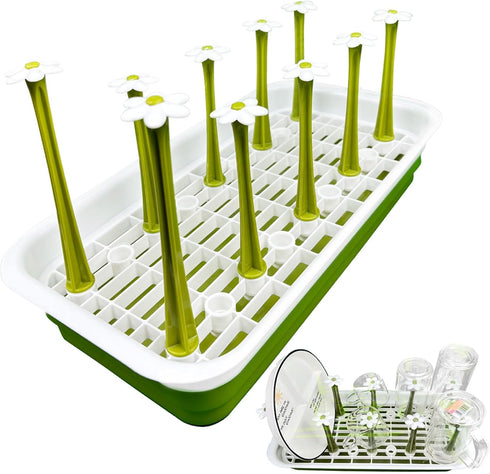Removable Large Water Bottle Drying Rack - Vertical Kitchen Counter Rack for Bottles, Glasses, Tumblers