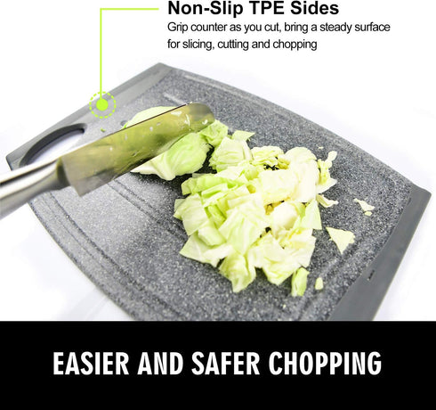 Large Cutting Board with Juice Grooves, 12.99" Thick Non Slip Chopping Board for Kitchen with Easy Grip Handle (Grey)