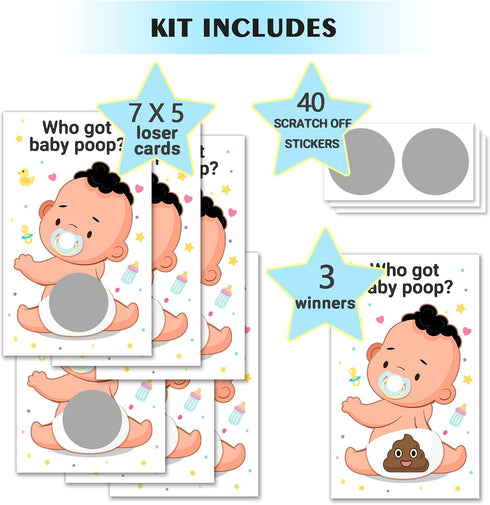 Baby Shower Games 38 Raffle Cards, Dirty Diaper Scratch Off Game, Fun and Easy Baby Shower Activity