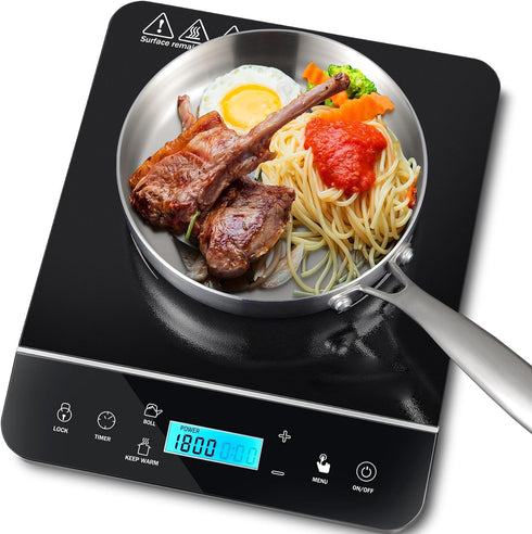 Panana Portable Induction Cooktop Hot Plate Countertop Burner 1800W, 10 Temp Levels, Timer, Touch Panel (Blue LCD)