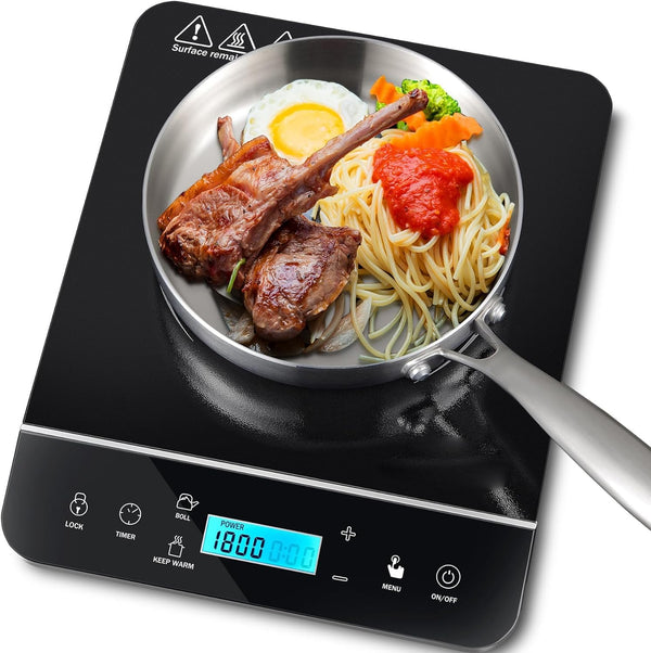 Panana Portable Induction Cooktop Hot Plate Countertop Burner 1800W, 10 Temp Levels, Timer, Touch Panel (Blue LCD)